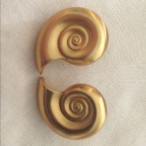 Matte gold tone shell earrings